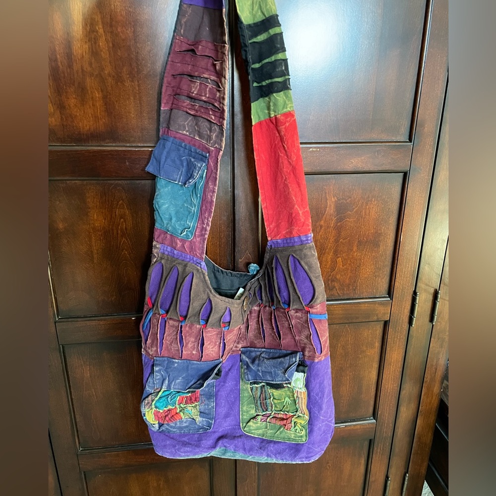 New NWT Distressed Patchwork Hippie Crossbody Bag Nepal Handcrafted Wearables